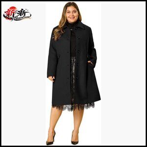 Plus Size Single Breasted Belted Winter Long Coat